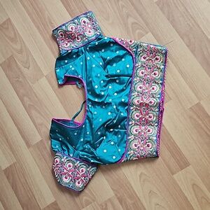 Rama green choli lengha saree blouse